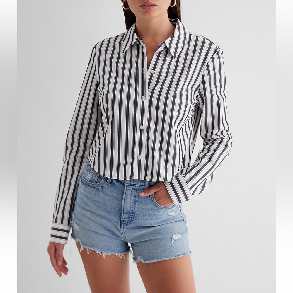 Striped Cropped Portofino Shirt